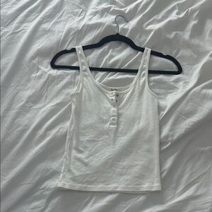 Brandy Melville White Buttoned Tank Top